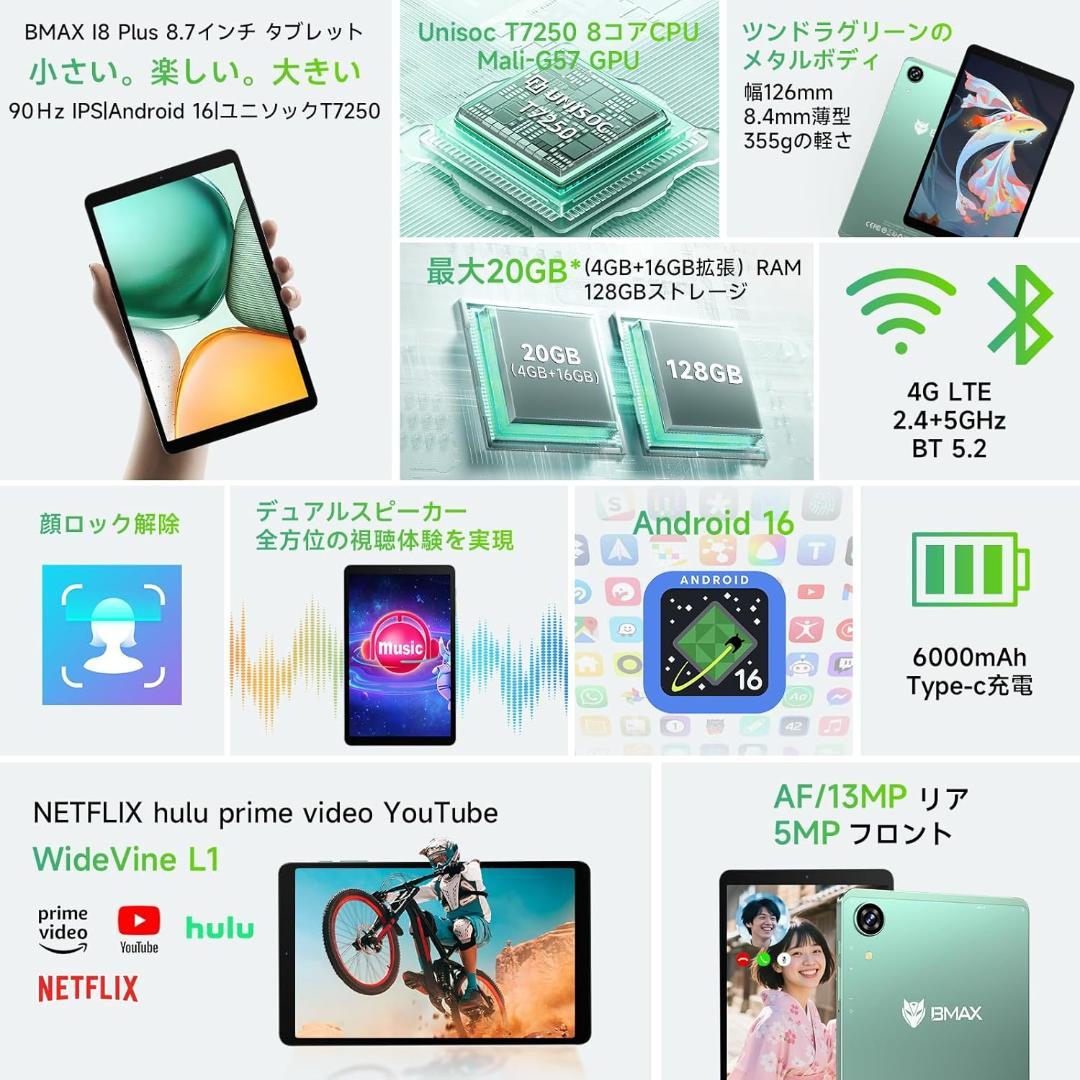 ✨液晶画面美品✨最新版8インチタブレット✨ BMAX♡I8 Plus 付属品完備