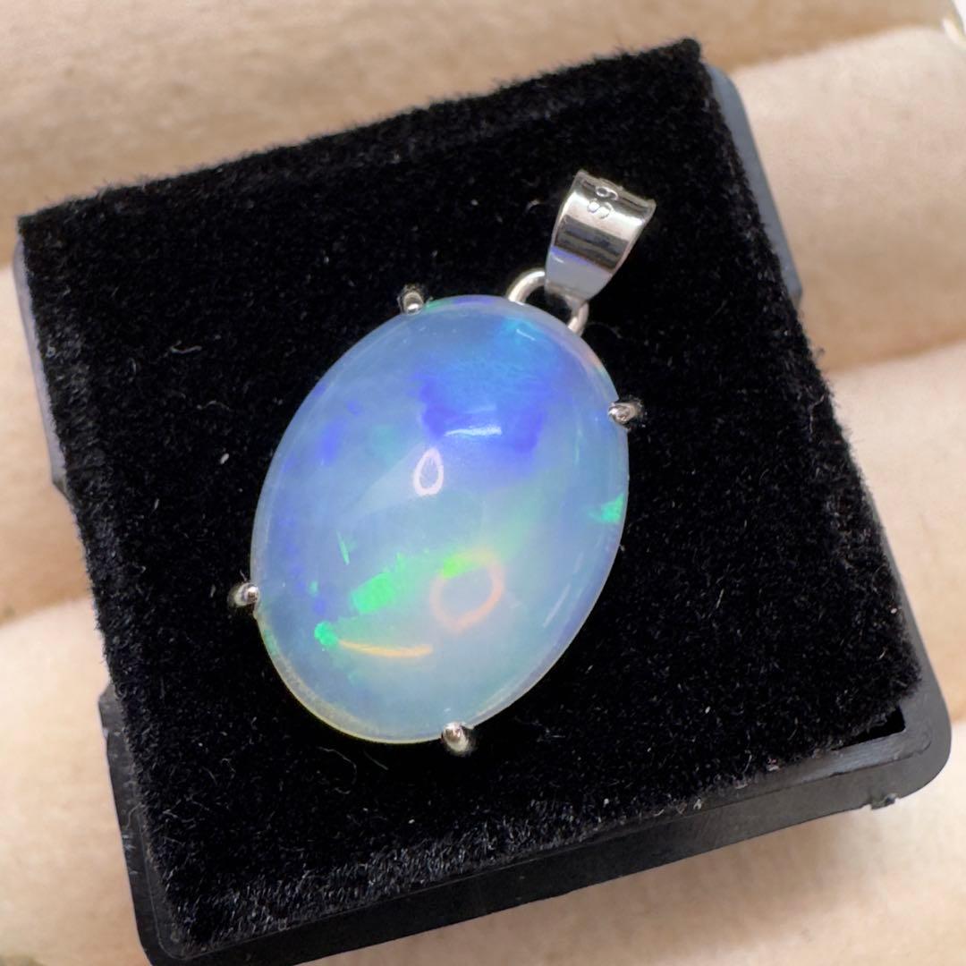 うっすらハニカム　エチオピアオパール　ペンダントトップ　S925 123