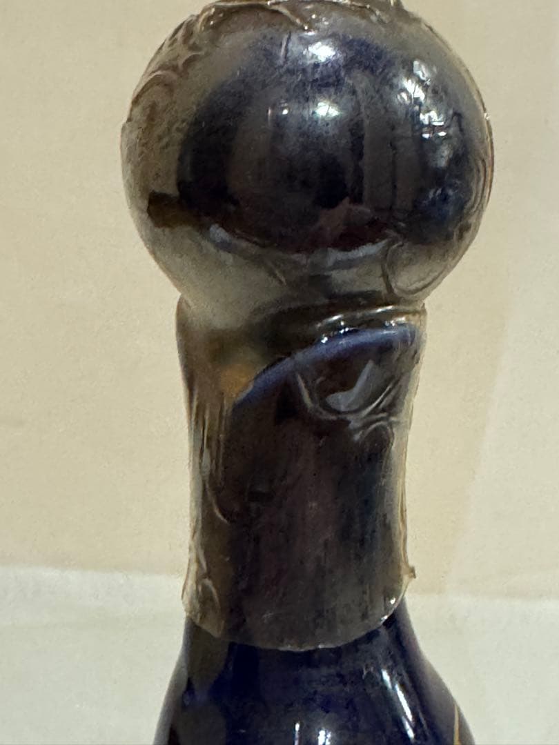 【希少性大・青のコラボ】FranceSamalens 陶器ボトル＆瑠璃色一輪挿し