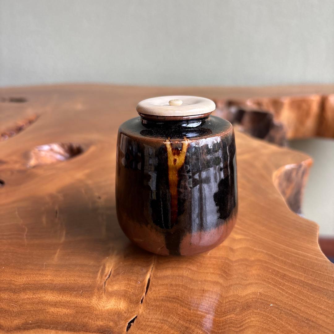 古瀬戸茶入 山口茂作 仕覆付 共箱 茶道具