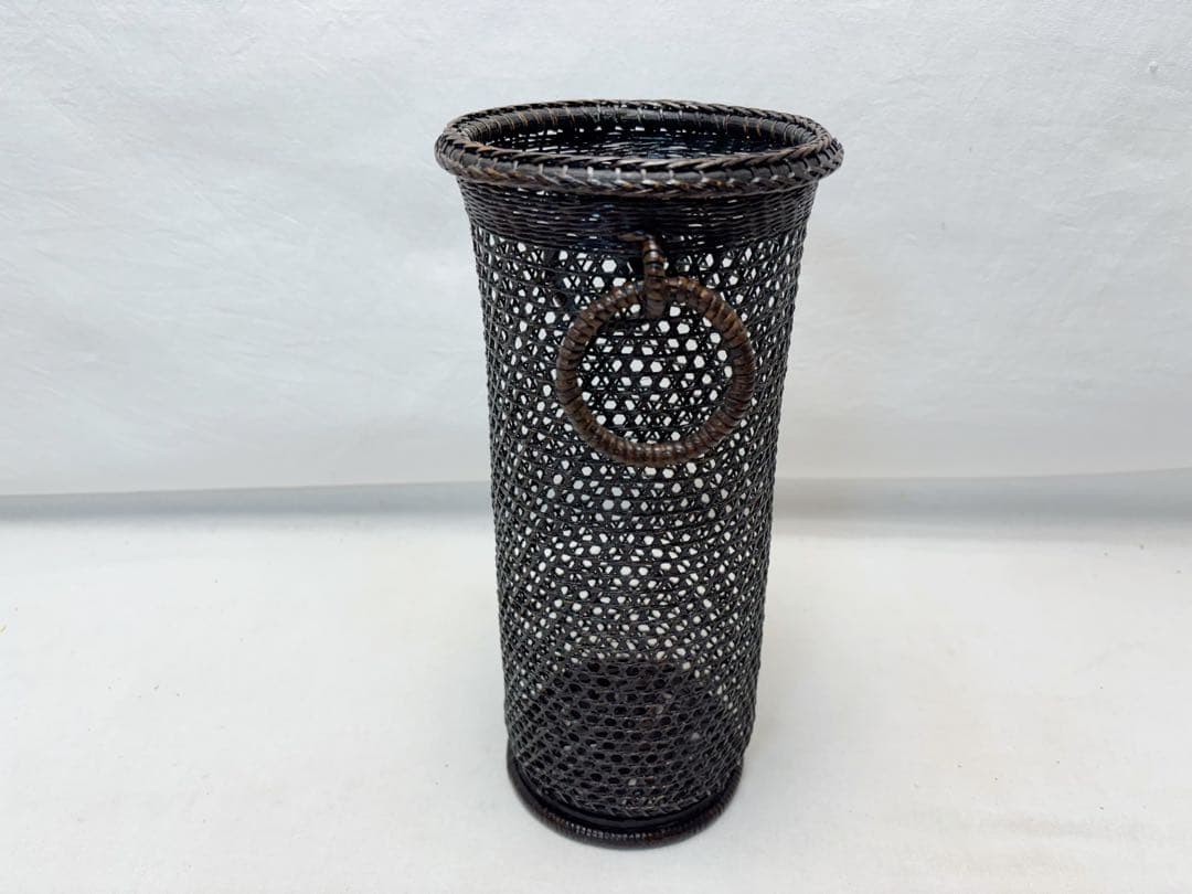 ほぼ未使用 華道具 唐物写 竹花入 双耳遊環 おとし付 花器 和室 紙箱