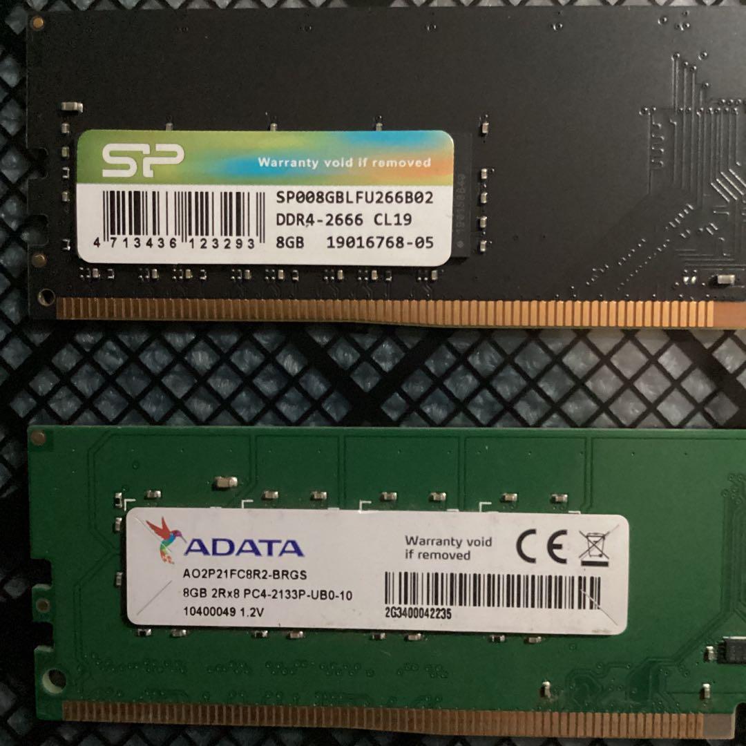 DDR4メモリ 16GB（8GB×2枚）シリコンパワー／ADATA