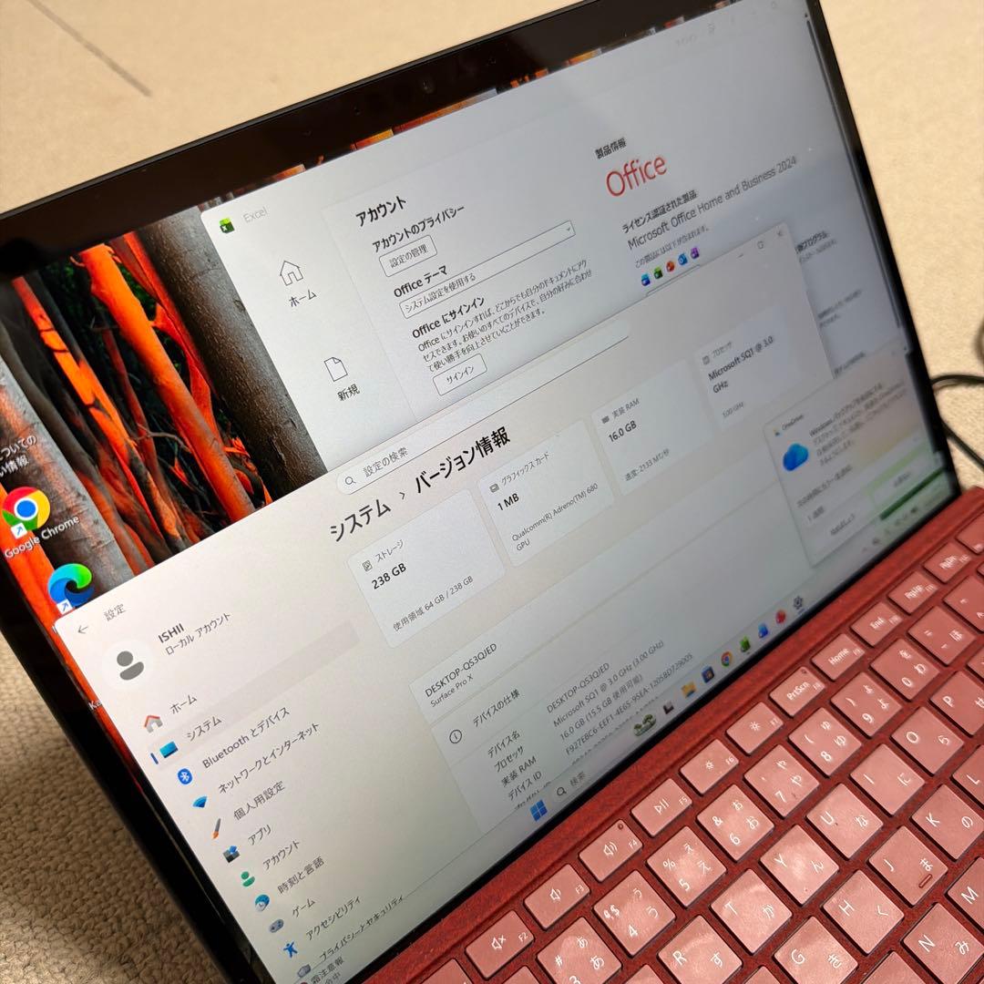 マイクロソフト　Surface Pro X　キーボード付