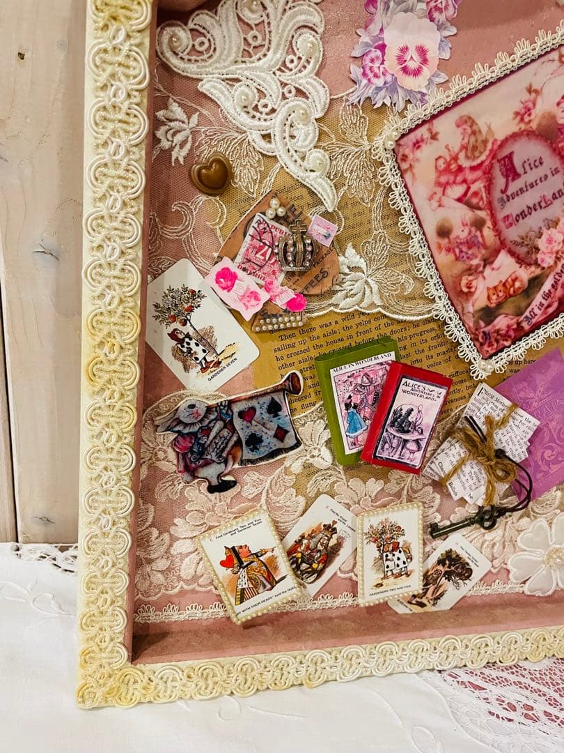 NO.243アリスの国のデコウォール　ミニチュア　デコパージュ　ハンドメイド