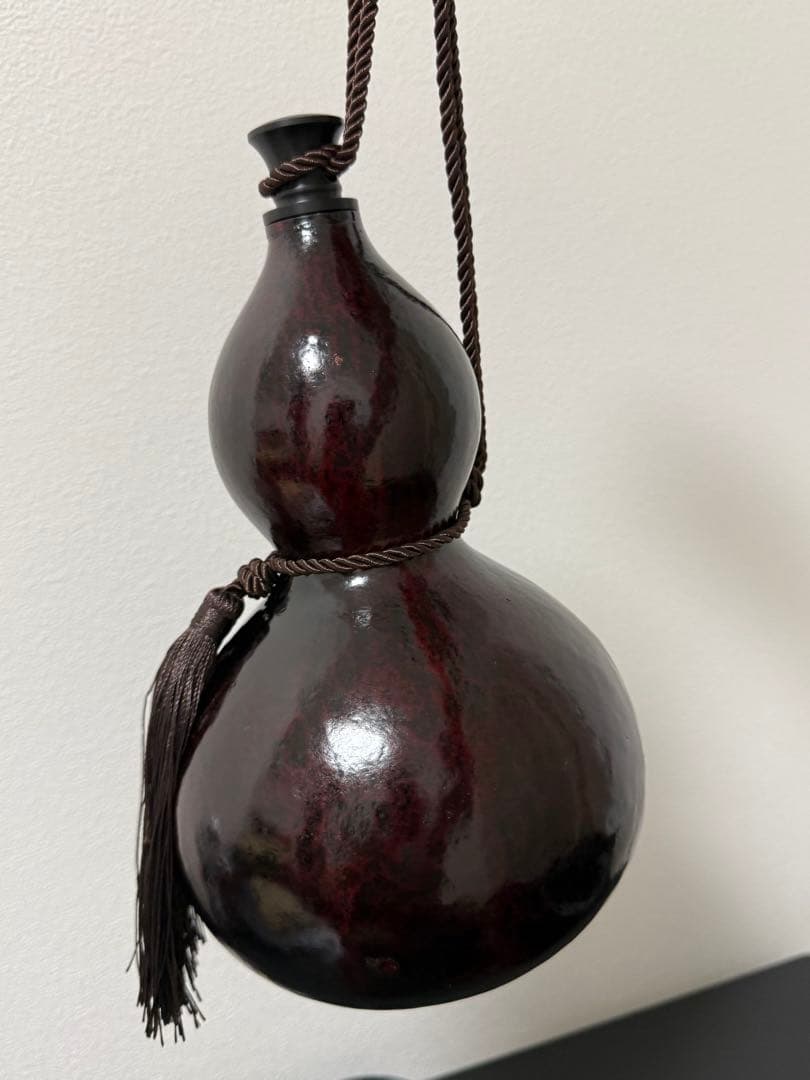 【伝統工芸品】山東聊城 漆塗り 天然ひょうたん（漆器）置物 26cm縁起物