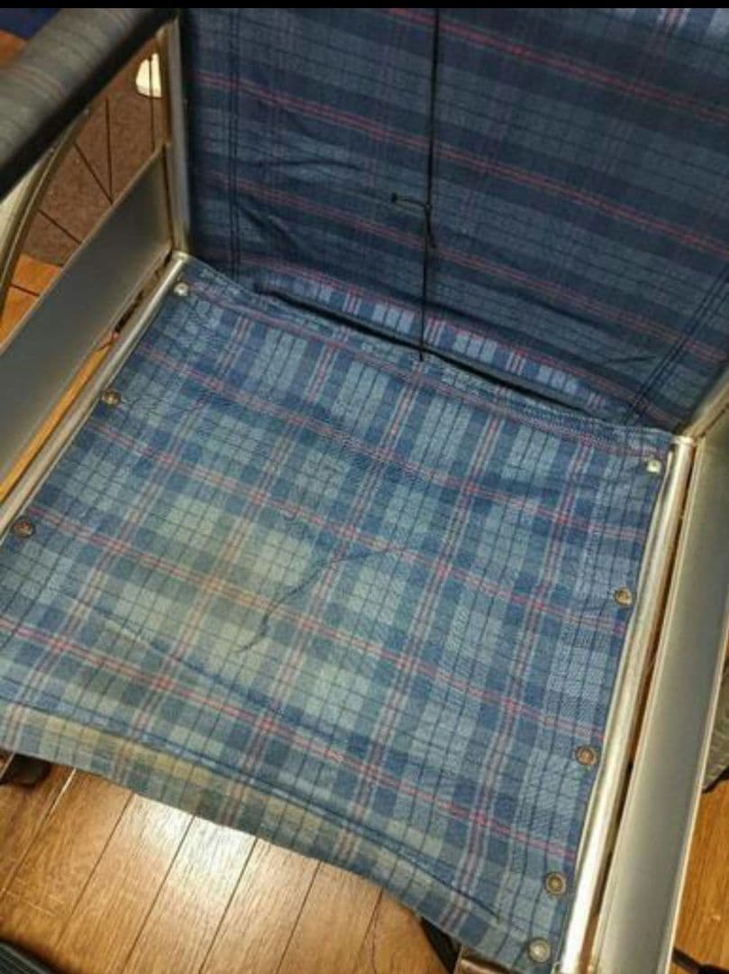 介助用車椅子 チェック柄 青