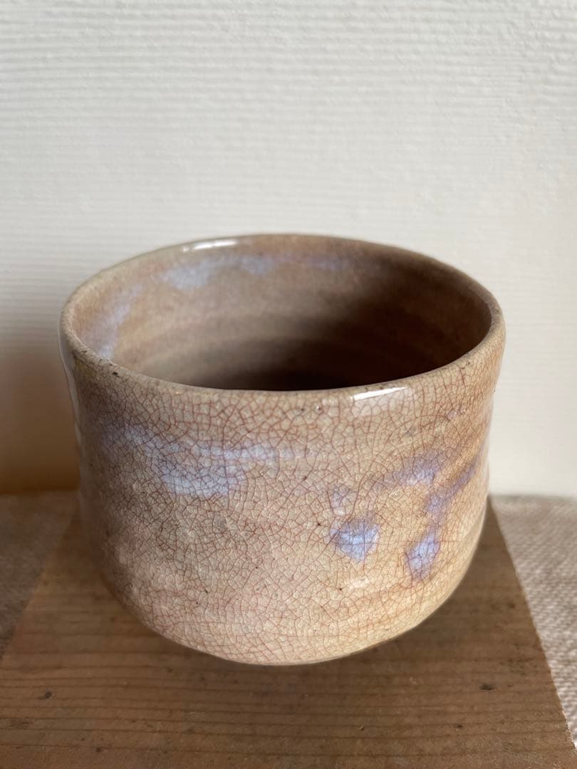 【時代】ヴィンテージ 古萩 萩焼 割高台 茶道 湯呑み 筒茶碗 貫入 薄茶