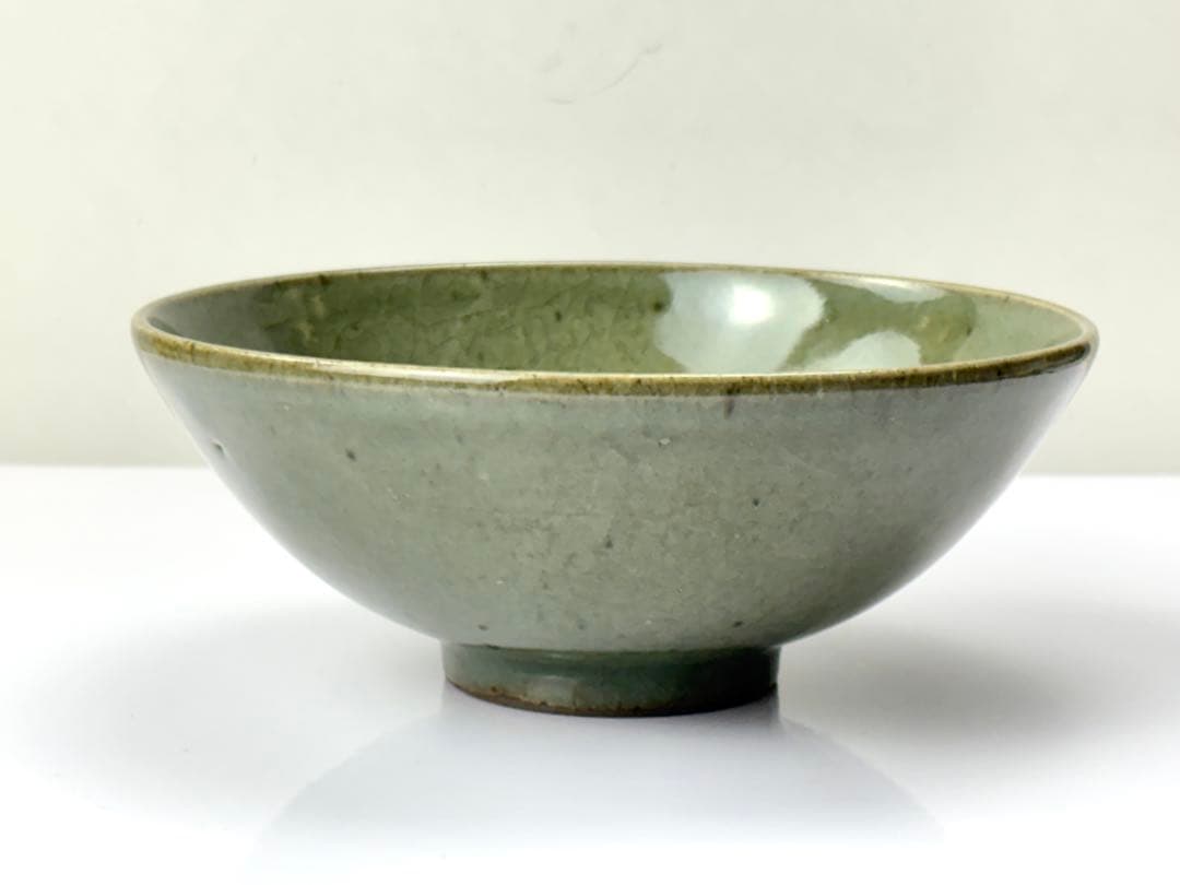 時代 天龍寺青磁 茶碗 在銘 木箱付 R821135