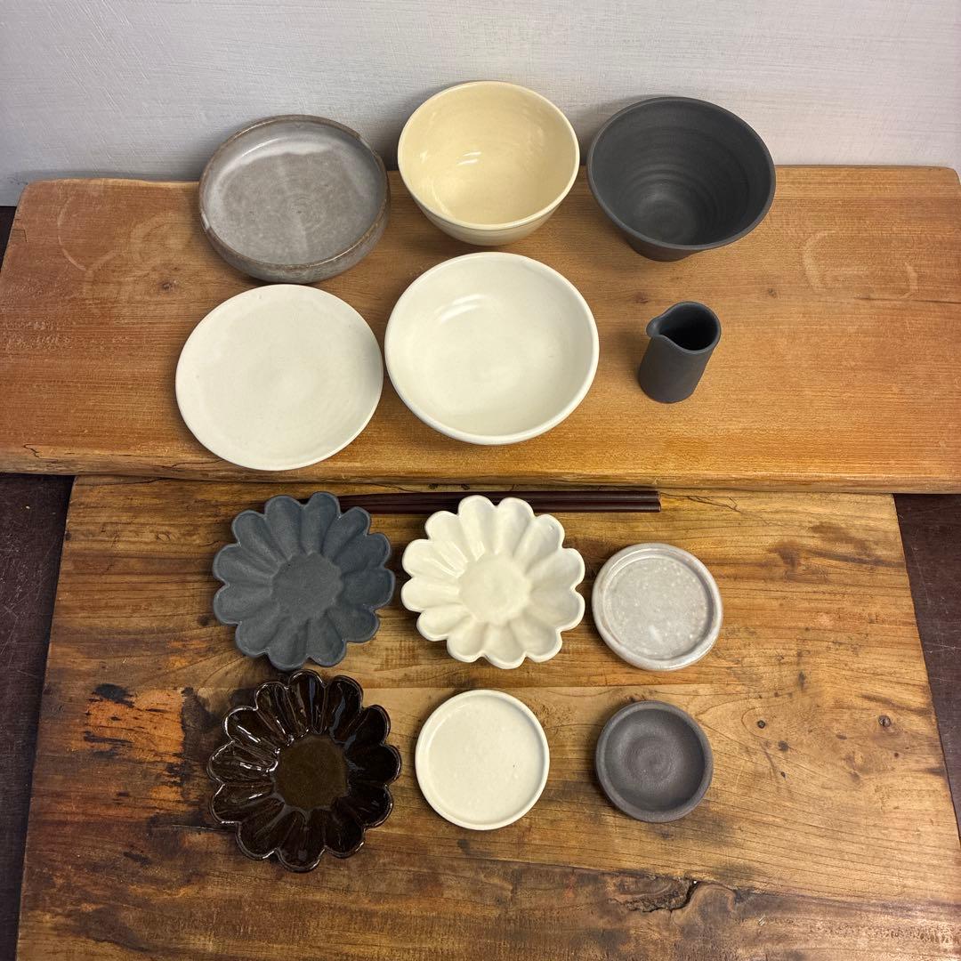 みかん新品　陶器　陶芸作家　豆皿12個 425
