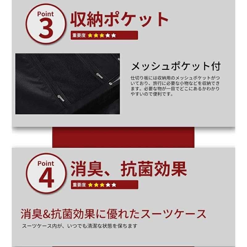 キャリーケース S TSAロック 衝撃吸収 軽量 静穏 キャリーバッグ レッド