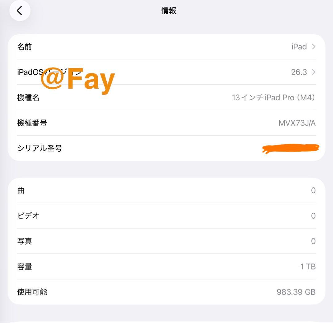 Apple iPad Pro 13インチ M4 1TB シルバー Wi-Fi
