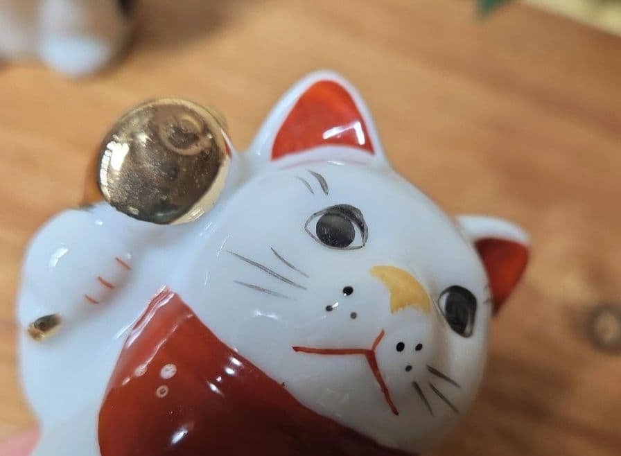 招き猫 恵比寿 大黒天 一対 置物 9cm 縁起物 七福神 ペア 瀬戸焼 レトロ