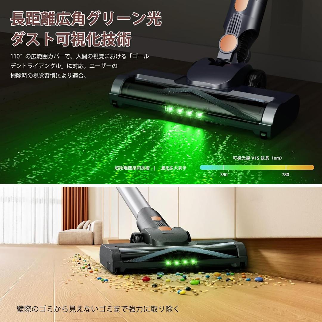 掃除機 コードレス90Kpa真の超強力吸引 充電器スタンド付き コードレス