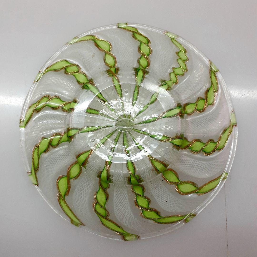 MURANO ムラノ 金彩 グリーン リボン ホワイト レース カップ＆ソーサー