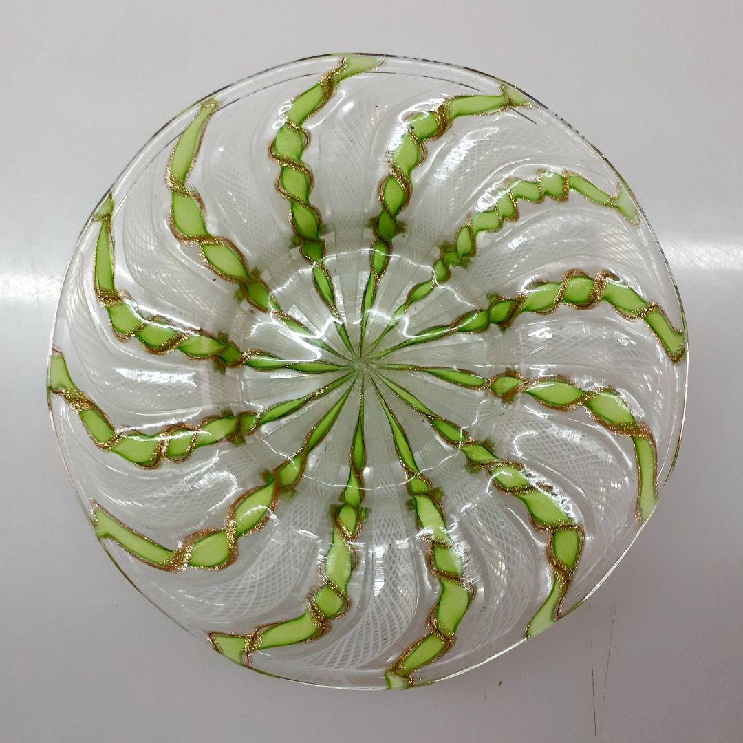 MURANO ムラノ 金彩 グリーン リボン ホワイト レース カップ＆ソーサー