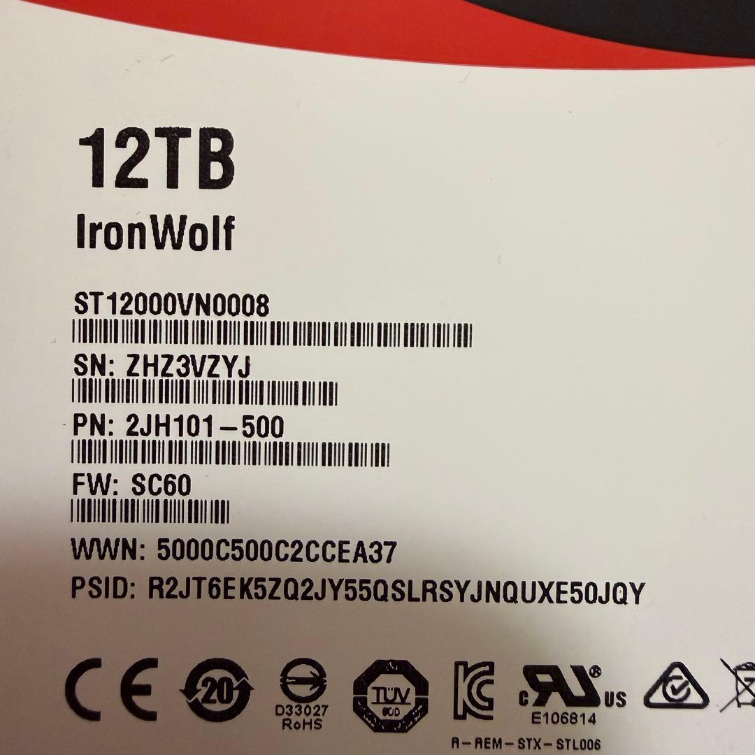Seagate IronWolf 12TB NAS HDD 約357時間