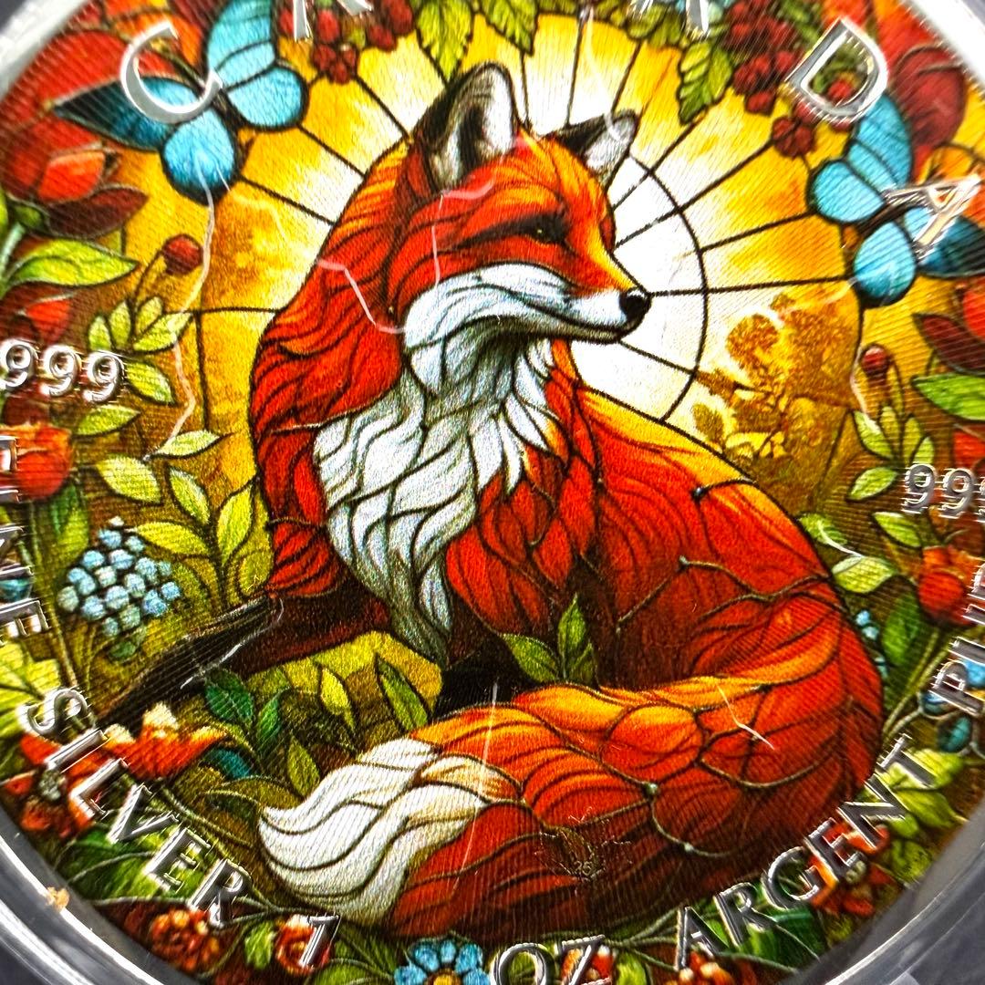 メイプルリーフ 銀貨 カラー ステンドグラス フォックス 1オンス 1oz