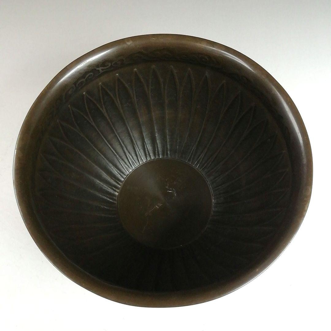 Ｗ４１２　建水　『菊割形　唐銅　建水』『金森龍泉 造』　共箱　茶道具