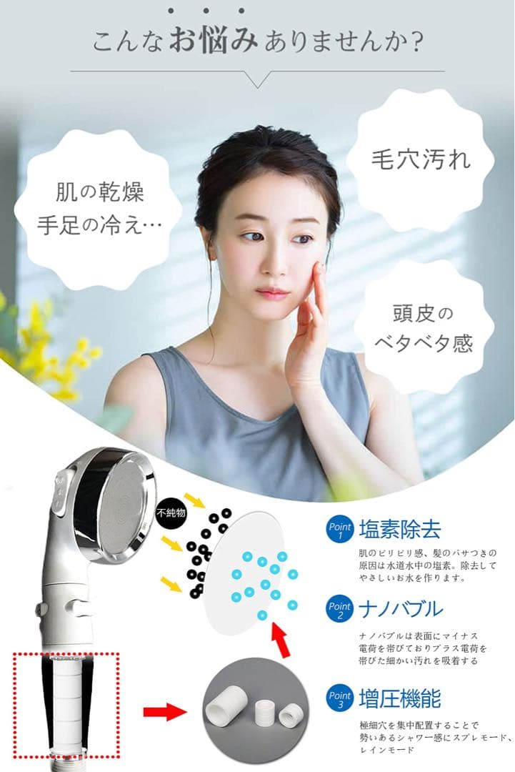 ⭐️コメントなしOK⭐️シャワーヘッド 節水 塩素除去 増圧用シャワーヘッド