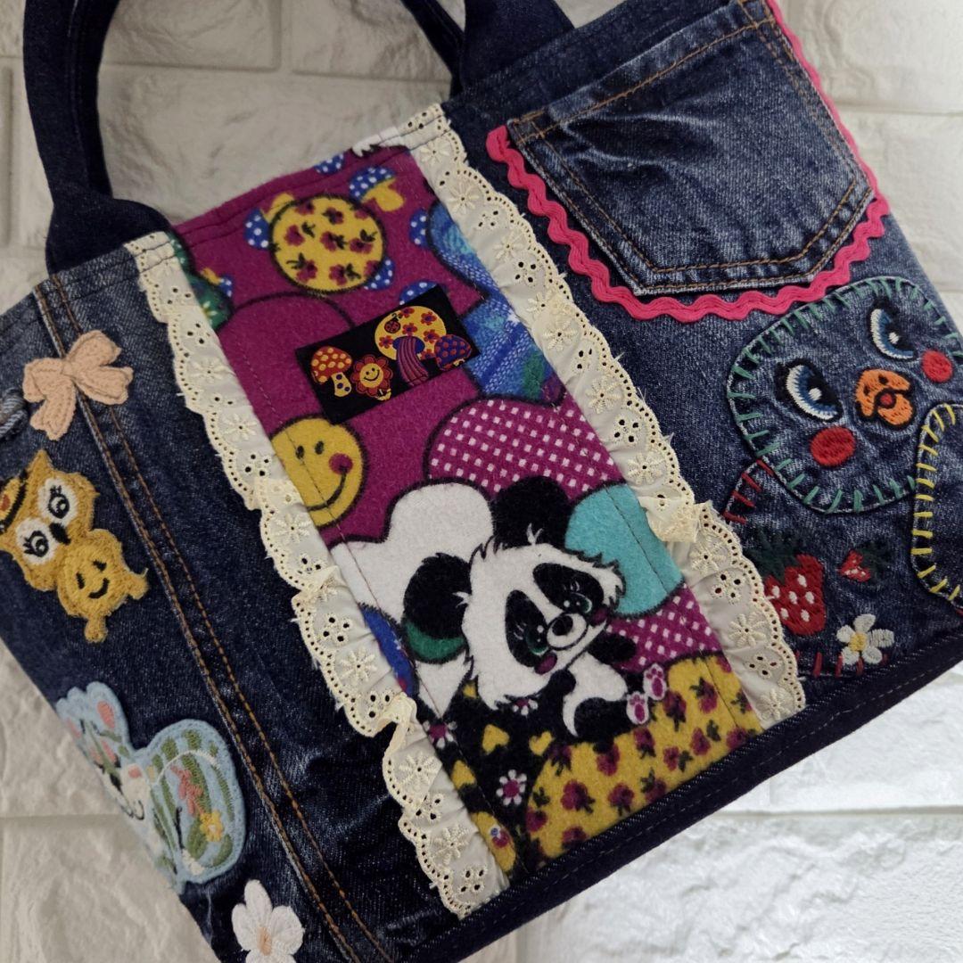 940 デニム＊リメイク＊刺繍＊バッグ＊トートバッグ