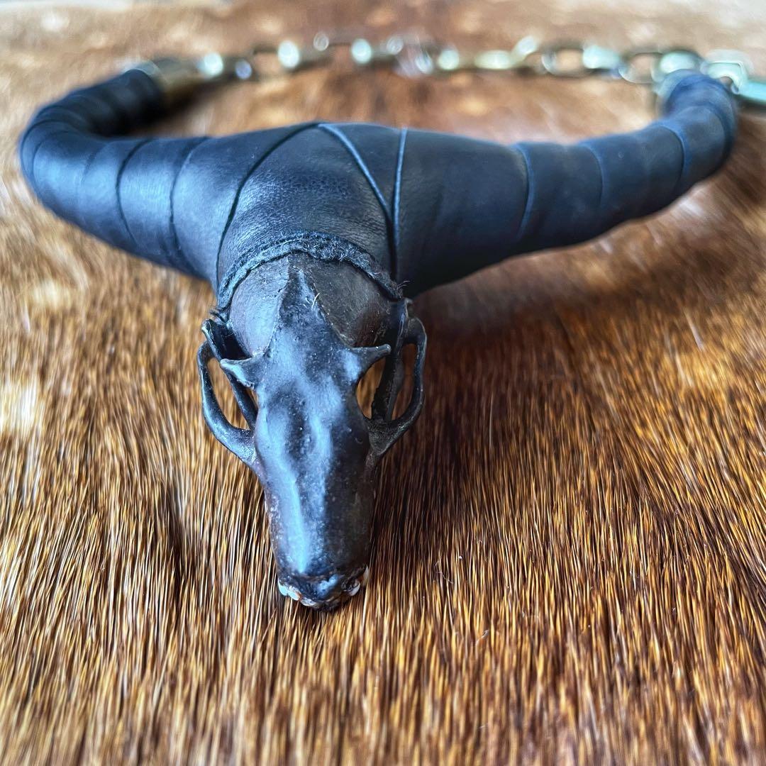 ネックレス・ペンダント Bat Skull / Fringe Leather necklace