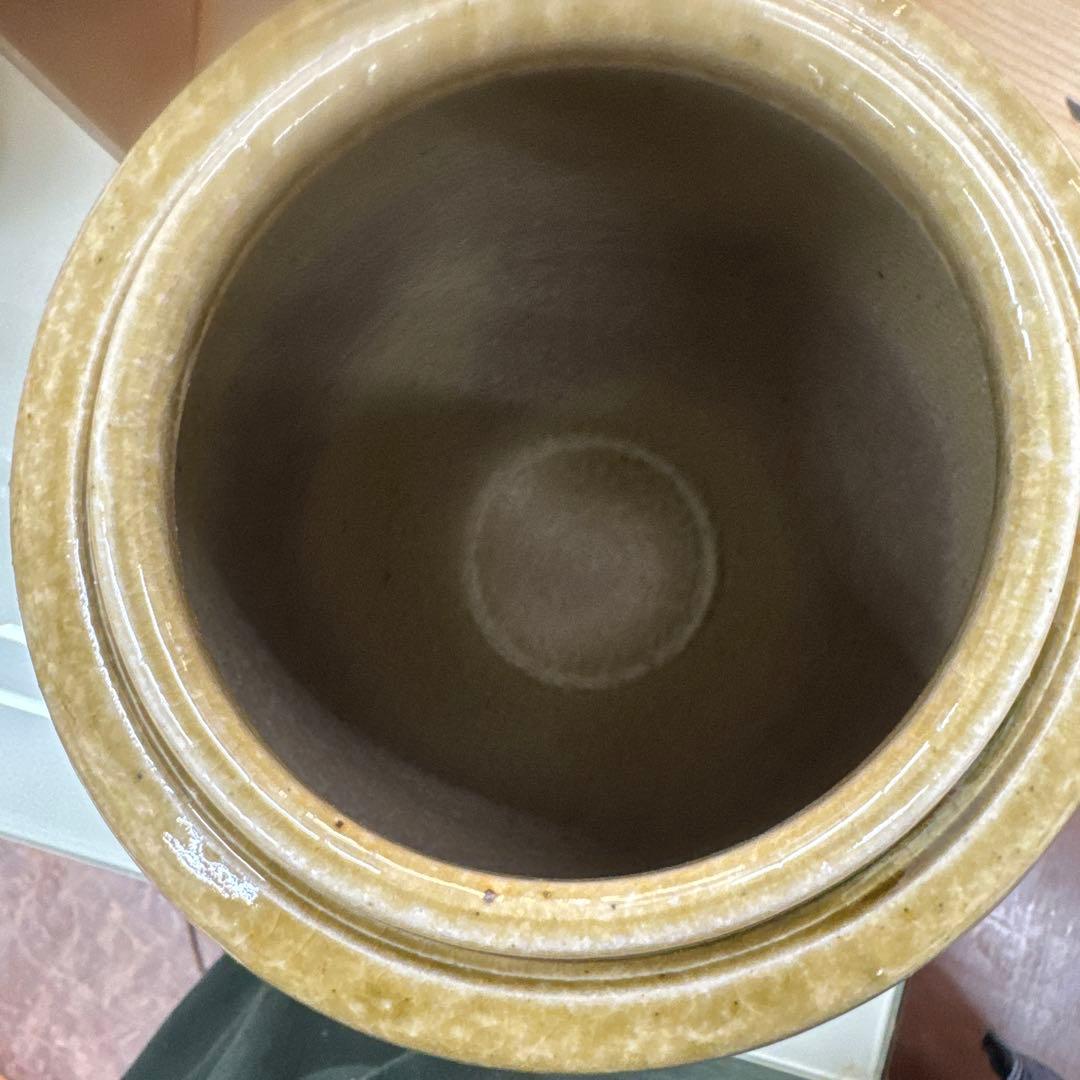 信楽焼　植物模様の陶器花瓶 大