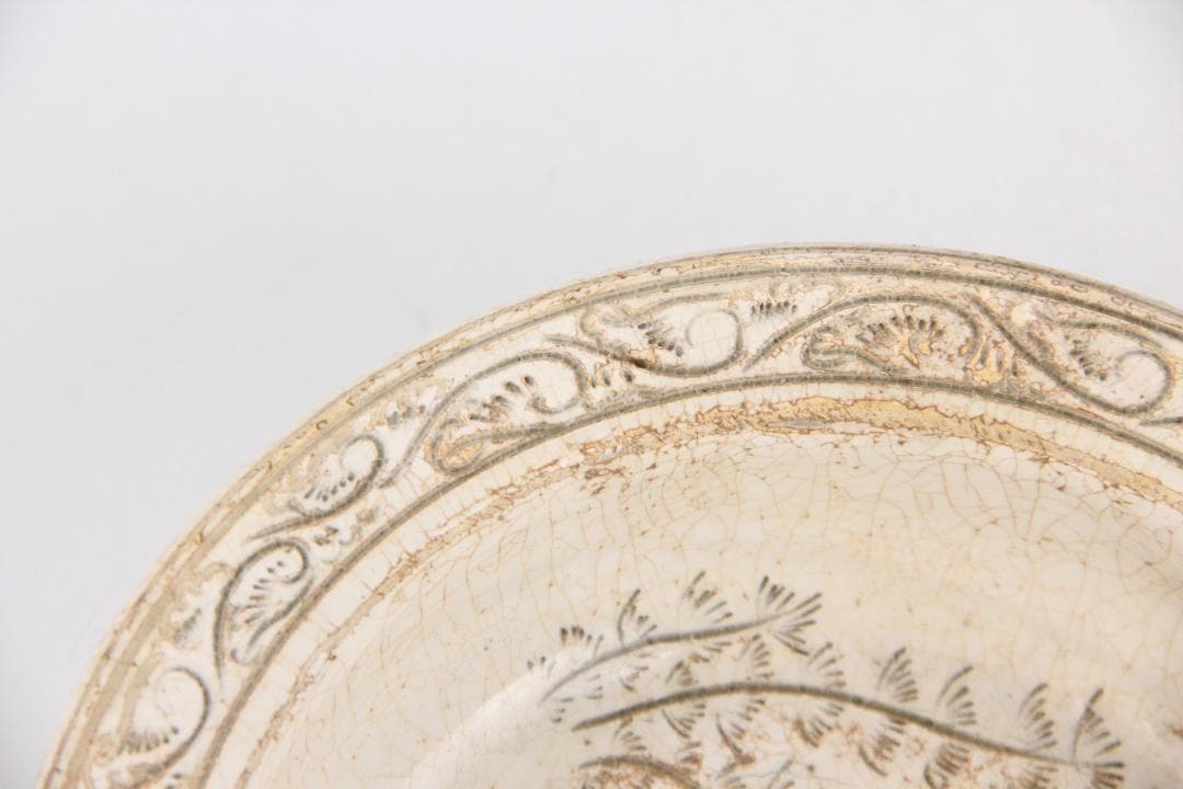 中国美術 古陶器3点セット／白釉魚文鉢・素焼壺・油壺／宋元時代 　EL11-13