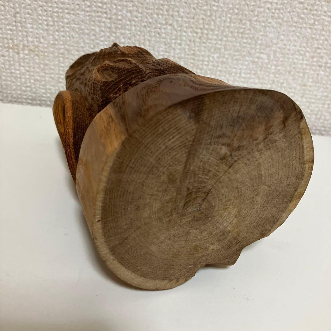 一刀彫　フクロウ人形　木目きれい　ミミズク森の守り神自然の象徴ログハウスシンボル