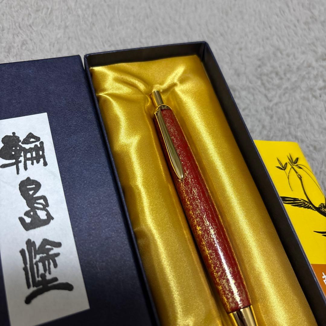 高級 ボールペン 輪島塗 ボールペン 金散し　レッド　ゴールド　②