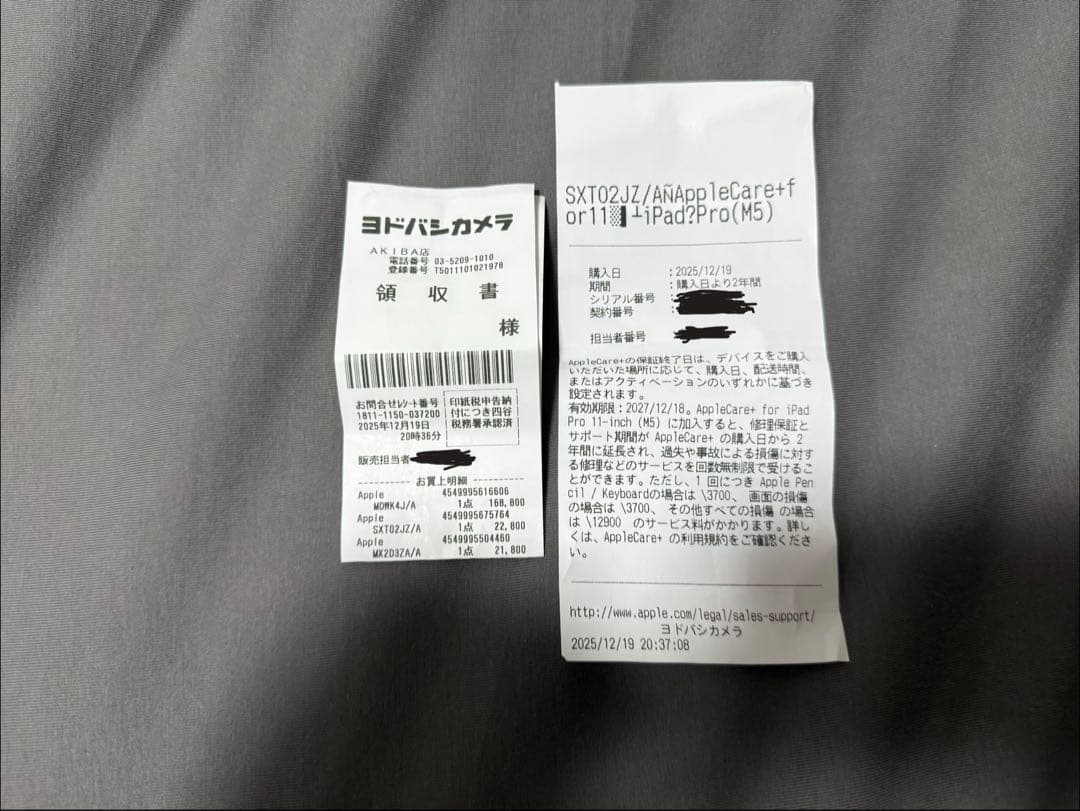 11インチiPadProM5 256GB キーボード　AppleCare+付