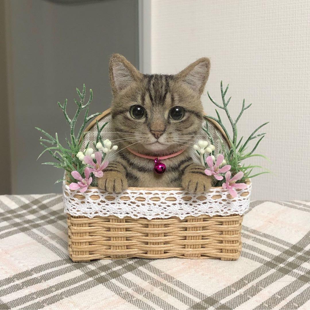 羊毛フェルト 猫 ハンドメイド いちご