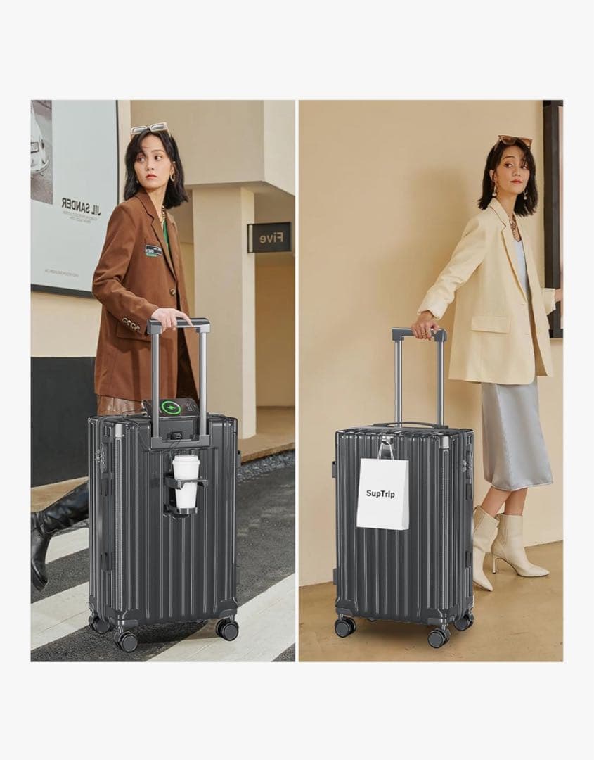 スーツケース　62L 大容量 キャリーケース USBポート カップケース付き