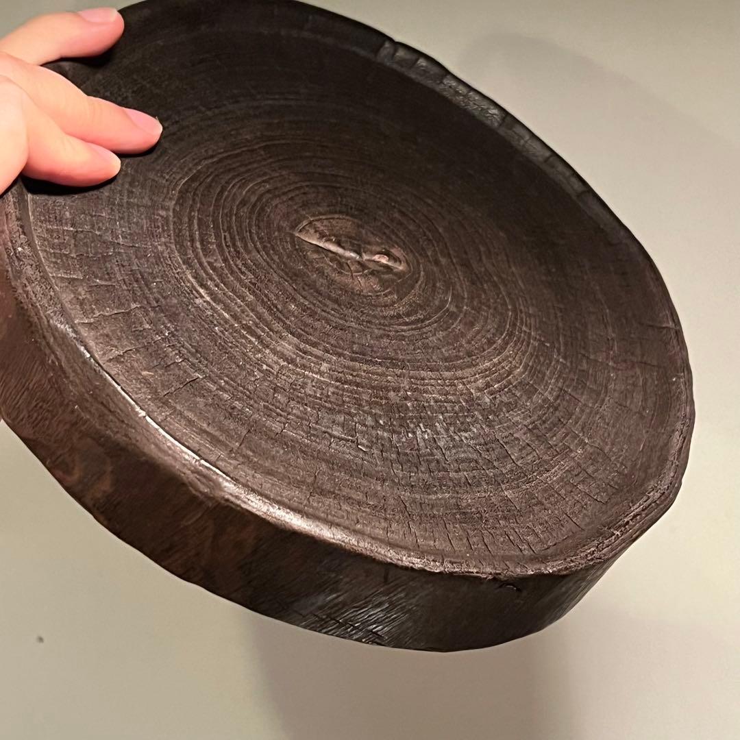 卓 花台 木製 香炉台 根卓 盆栽台 クスノキ23*22*4.2cm