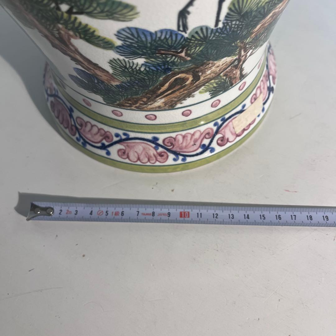 台湾　鶴松陶磁器花瓶　壺　花器　骨董　 約55cm