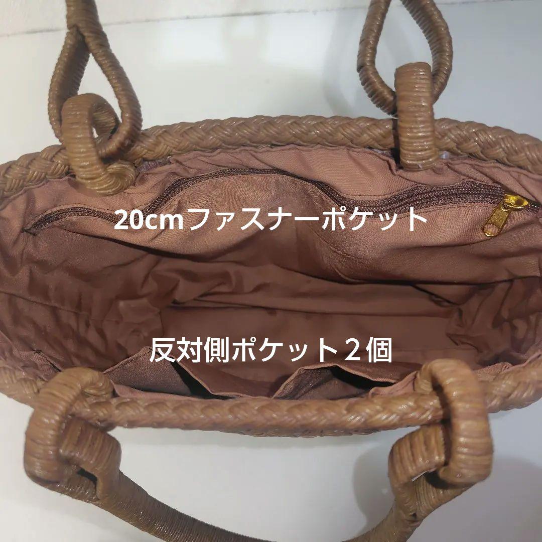 クラフトで作った山葡萄風柿渋染めかごバッグ