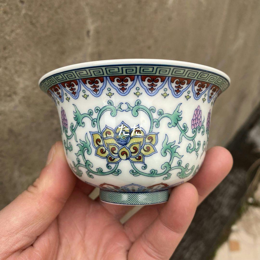 中国茶器 景徳镇 纏枝蓮元辰三才蓋碗 蓋付き茶器 飲茶食器 煎茶具 未使用品