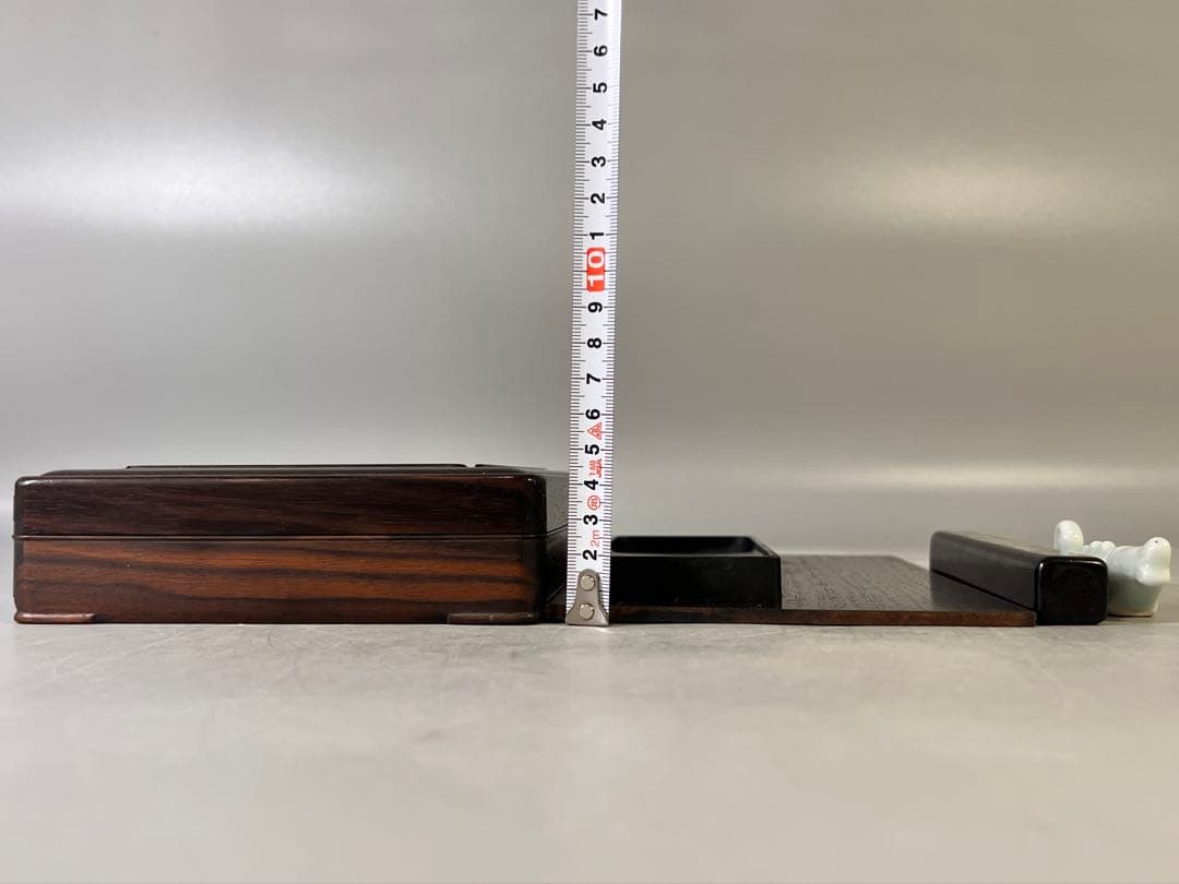 PR006 文房具 古い 唐木硯箱 紫檀 紙鎮