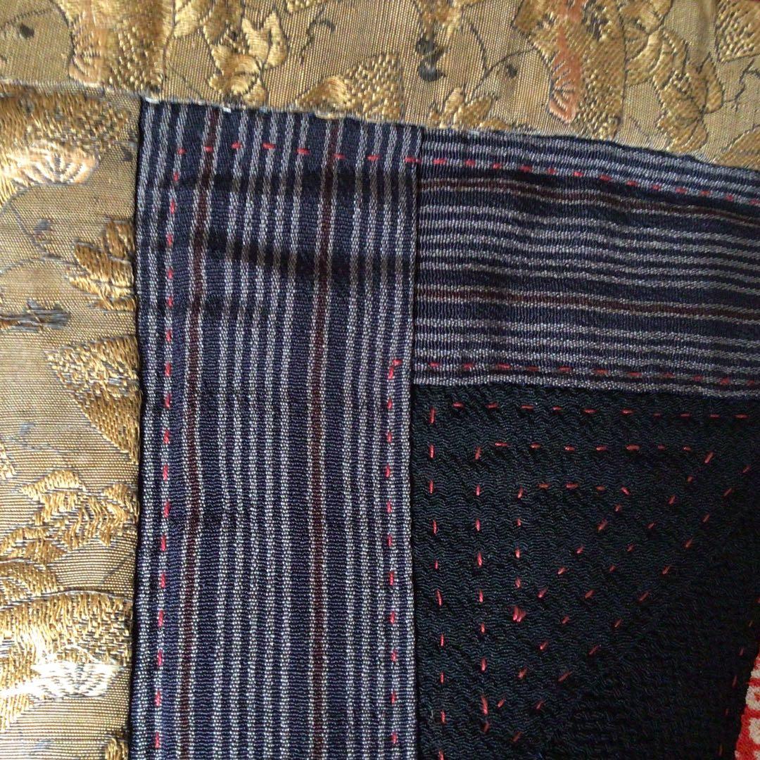 ⭕️作家ハンドメイド古布 着物ちりめん細工 扇タペストリーパックワーク 柚木沙弥郎