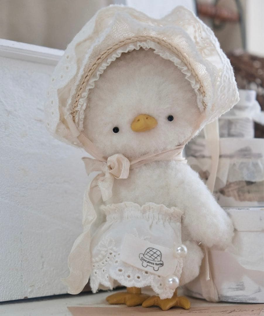 優しい白アヒルちゃん アーティストベア 海外作家様 ハンドメイド テディベア