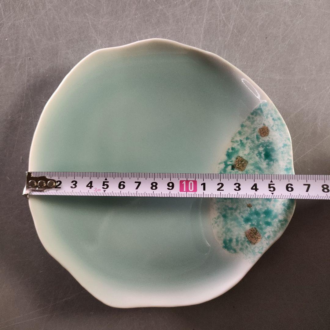 A884-7/色絵金彩青白磁/皿5客/飾皿/盛皿/銘々皿/