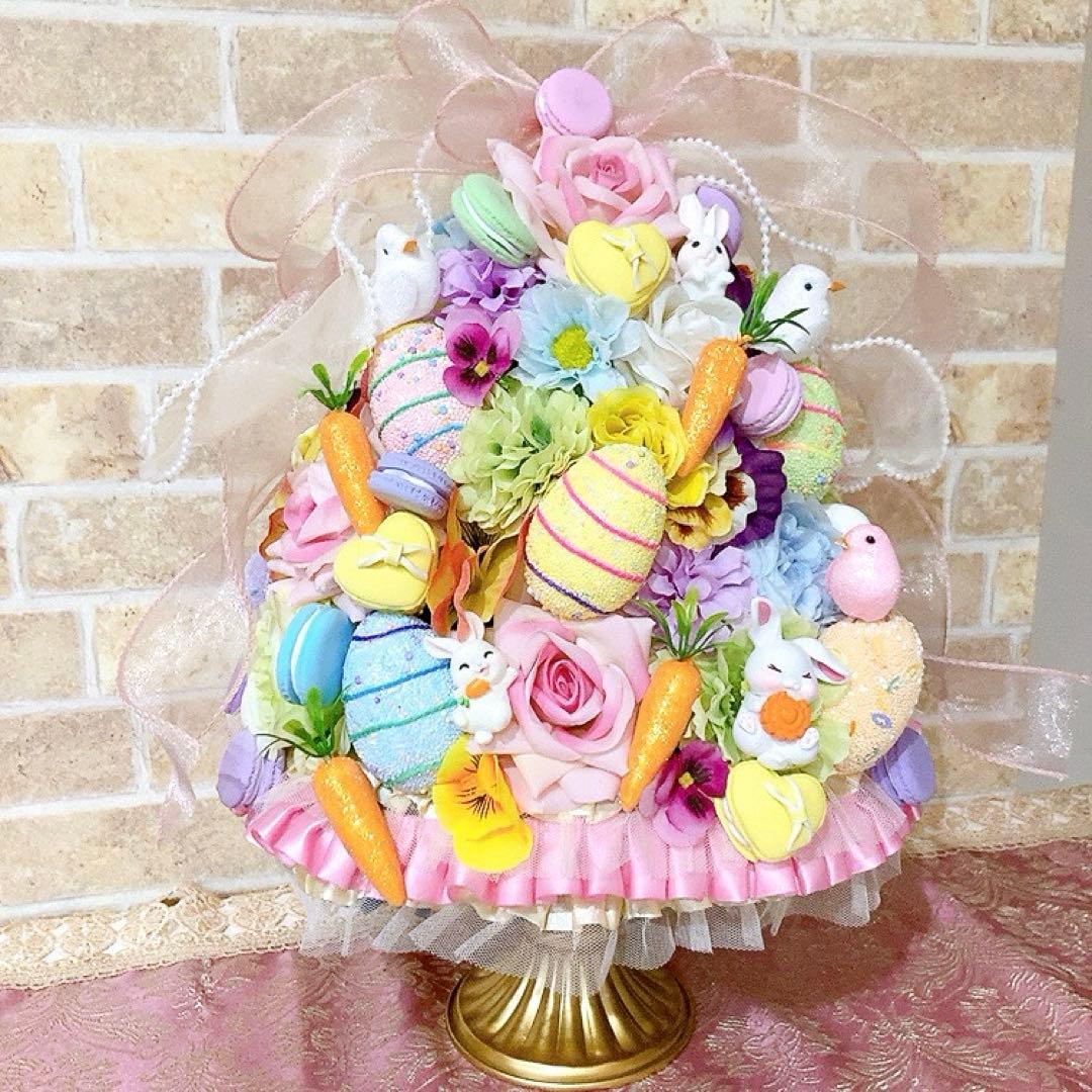 フラワーアレンジメント♡イースターツリー♡イースターエッグ♡造花アレンジ
