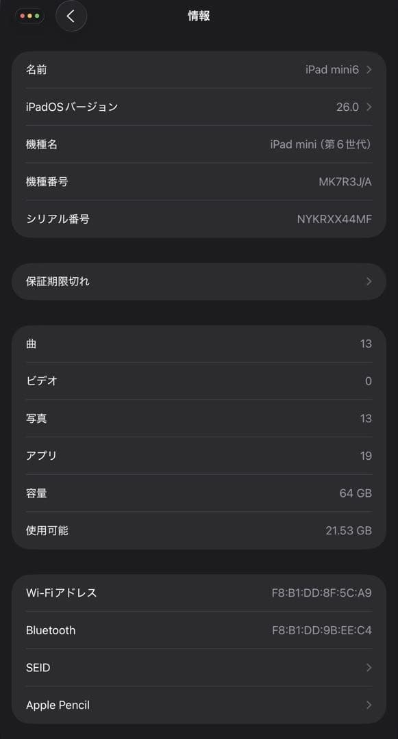 iPad mini6 64GB Wi-Fi Apple Pencil 他