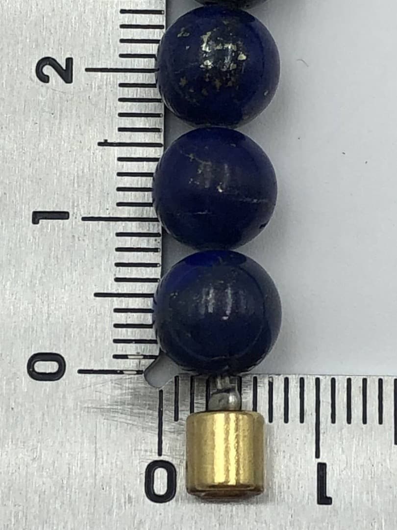 天然ラピスラズリ 8mm ネックレス 磁石タイプクラスプ　宝石鑑別書付き