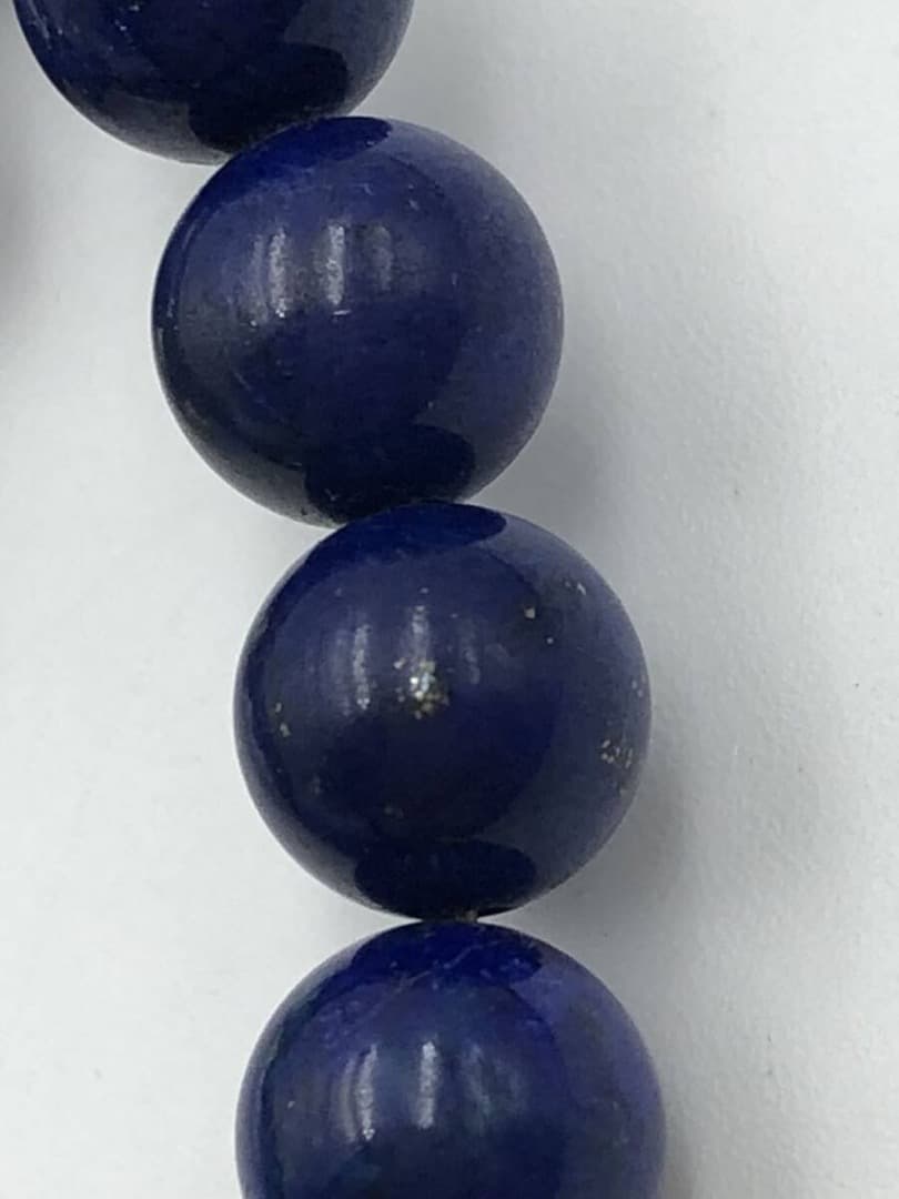 天然ラピスラズリ 8mm ネックレス 磁石タイプクラスプ　宝石鑑別書付き