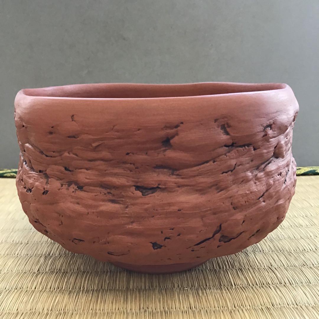 茶道具　茶碗　常滑焼「朱泥」茶碗　尾州常滑市頼鳳堂作　栞　共箱　N221CW