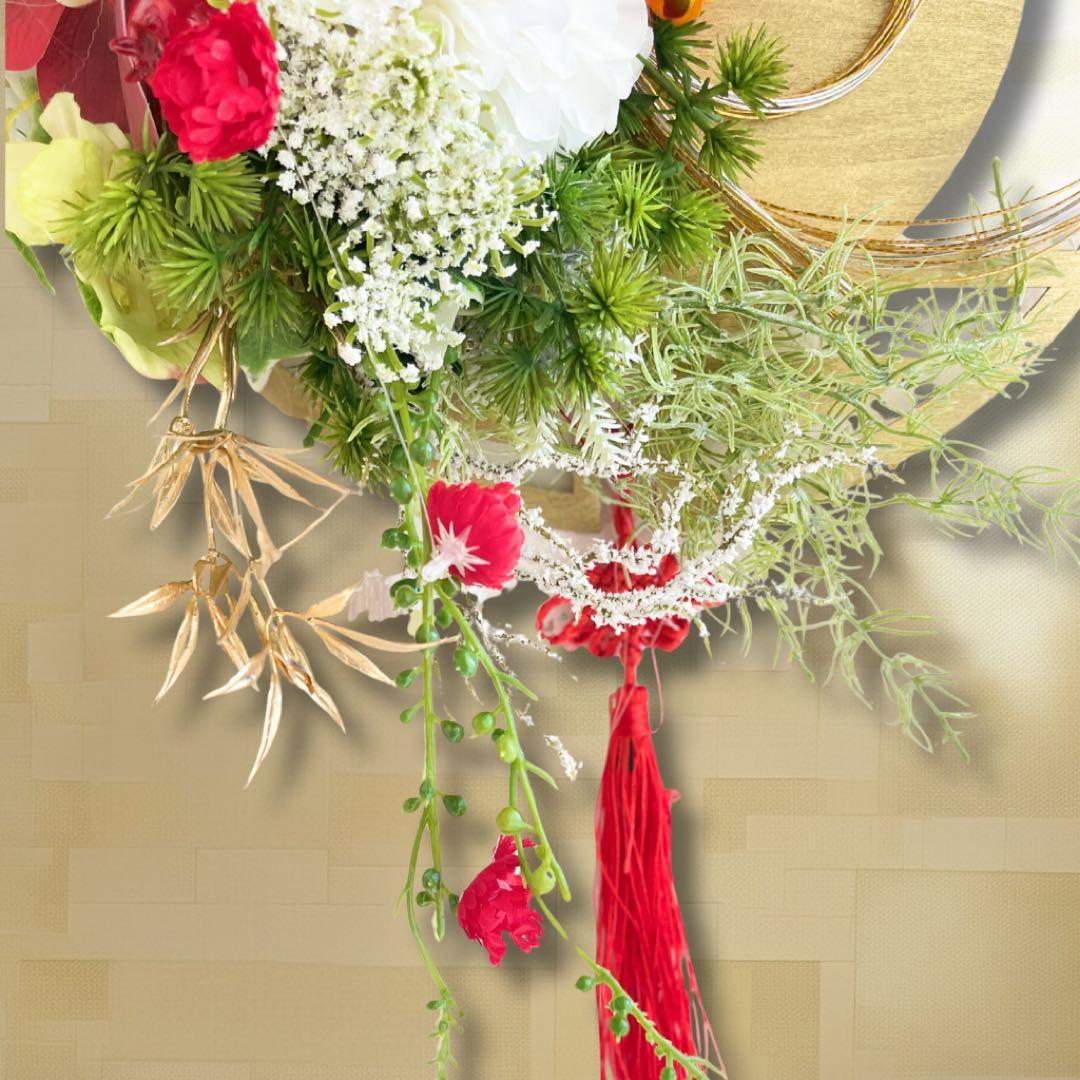 ㉗ 迎春しめ縄｜和モダン新年飾り｜玄関にも室内にも飾れるアートフラワーインテリア