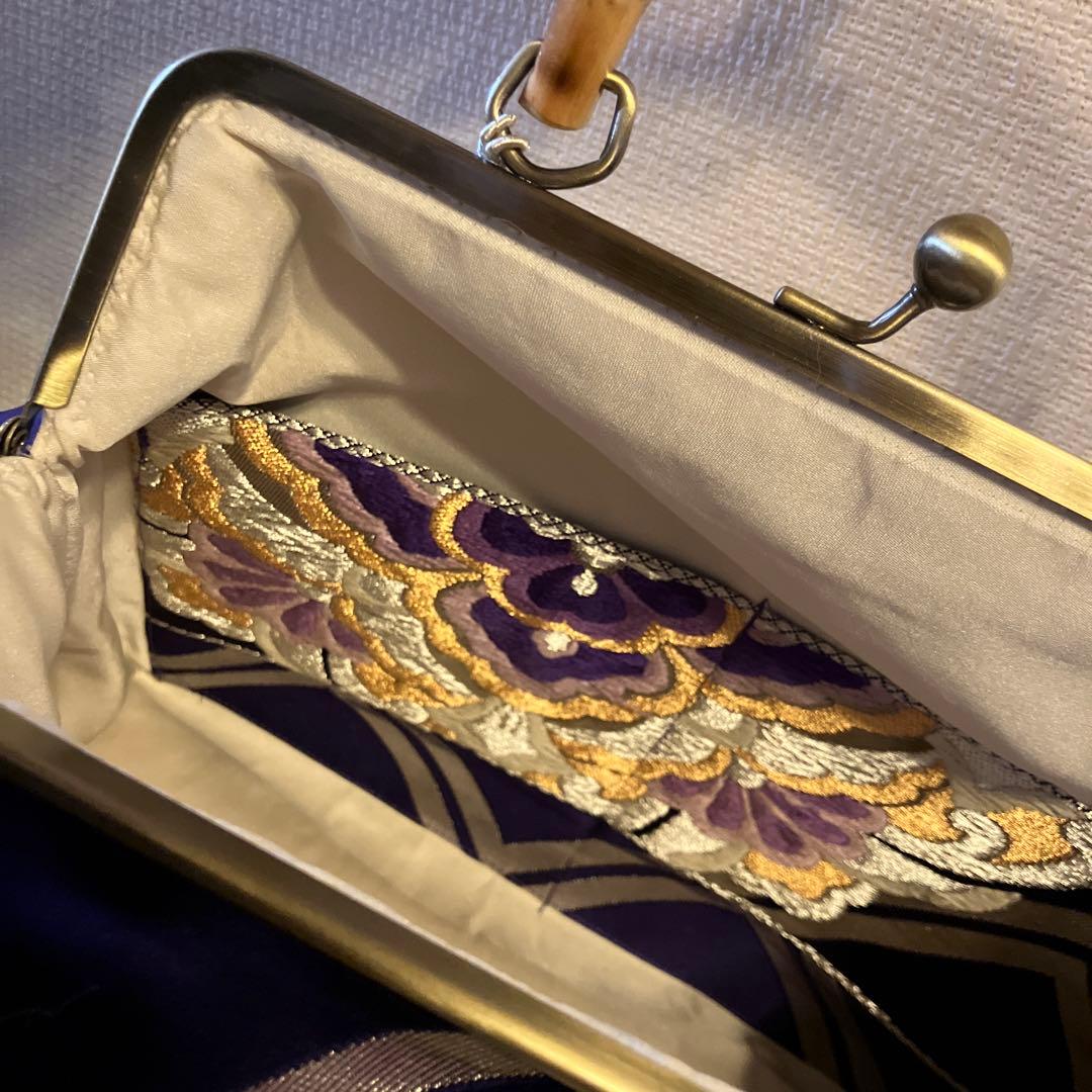 ハンドメイド　帯リメイク　がま口　バッグ