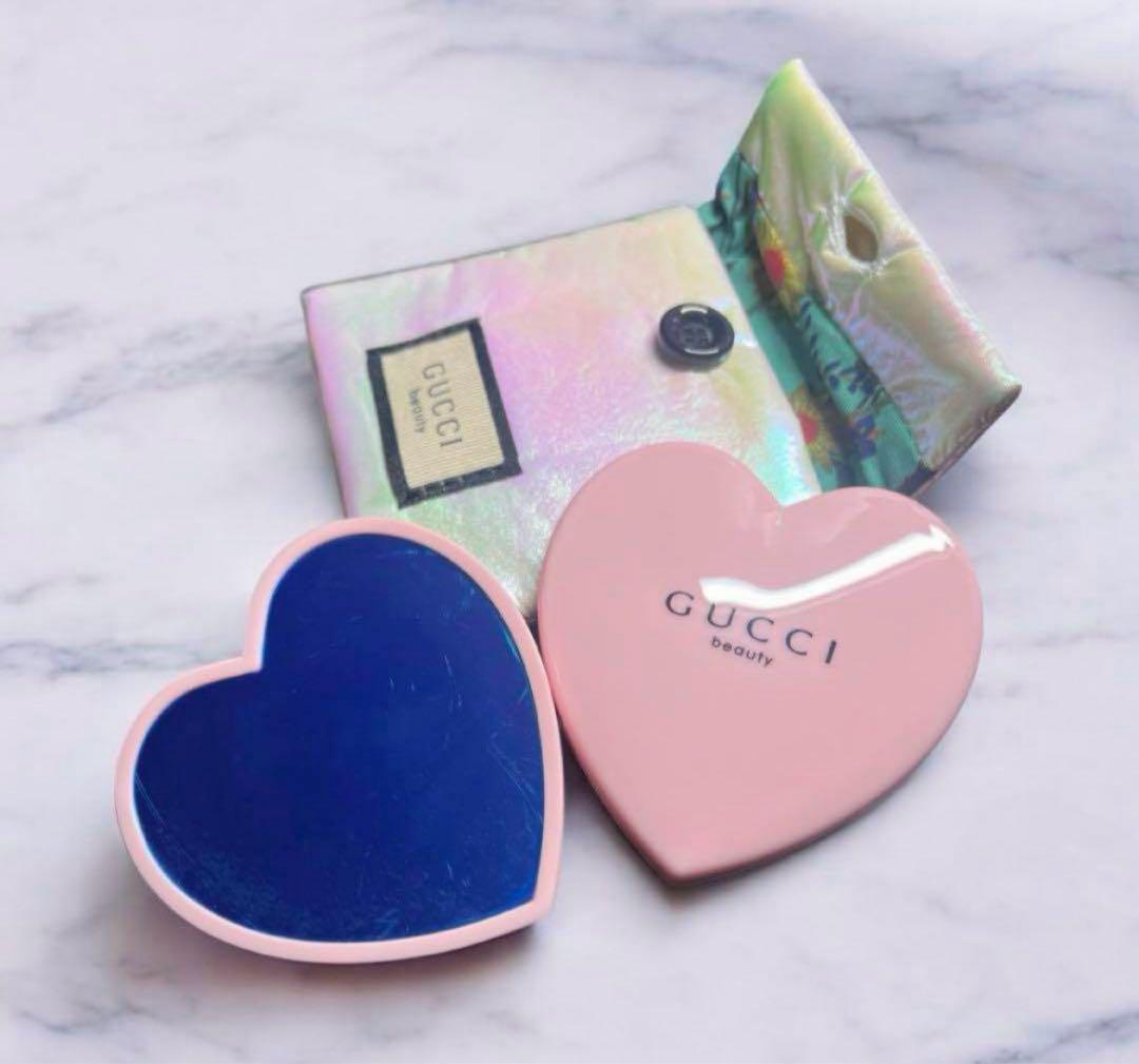 【ピンク】×2個　GUCCI コンパクトミラー　ハート型　ノベルティ