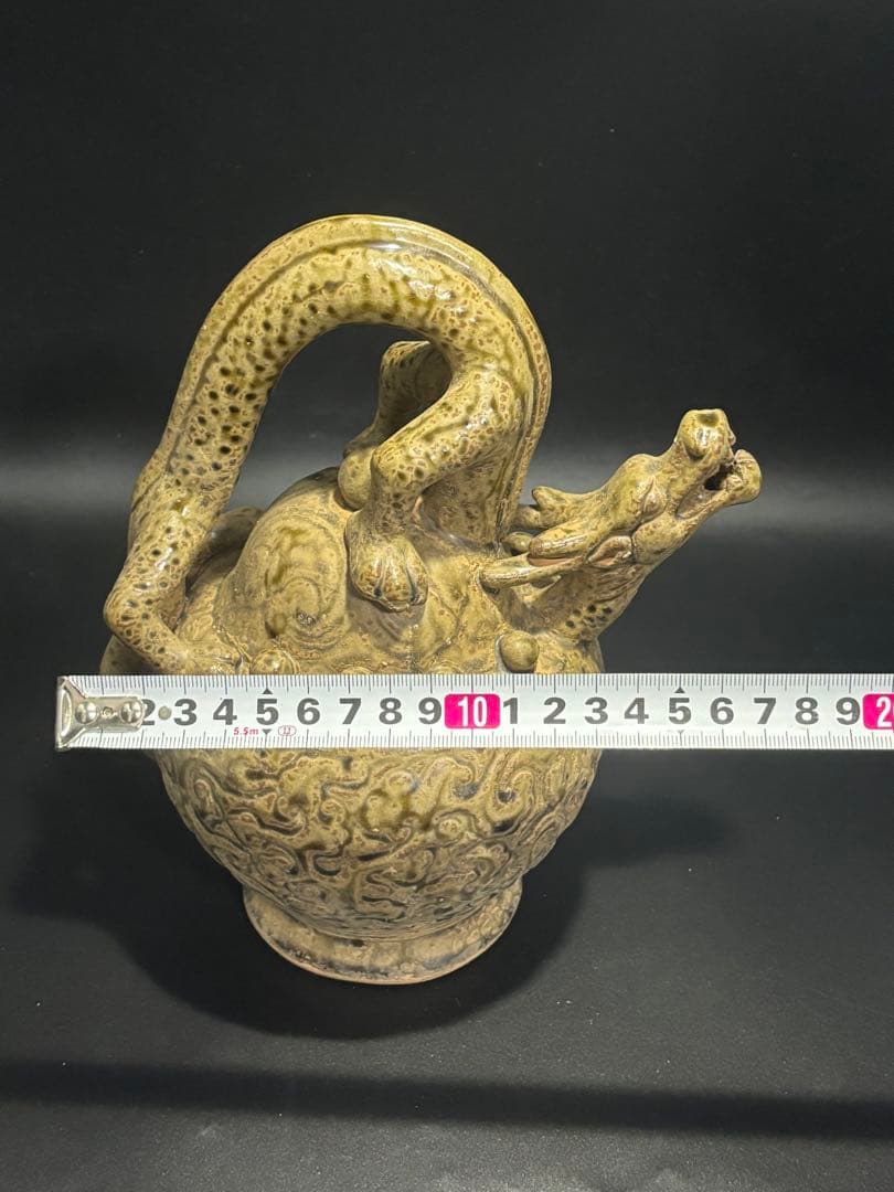 中国　ドラゴン持ち手の陶器壺