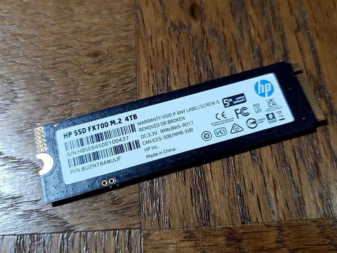 HP FX700 PCIe Gen4 M.2SSD4TB DRAMレス NVMe